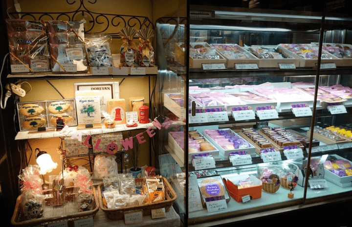 鷹の台駅にあるドリヤン洋菓子店の店内の焼き菓子